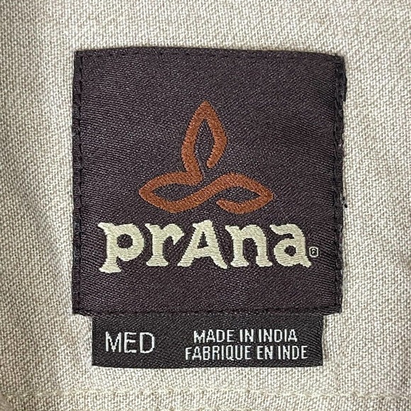 Prana Shirt Adult Medium Gray Short Sleeve Logo Outdoor Hiking Preppy Mens - Picture 6 of 8